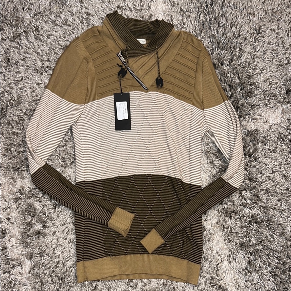 LCR Black edition Striped Tan and Brown Sweater